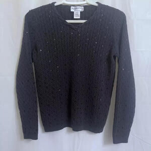 Pendleton Silk Cashmere Blend Pullover Sweater Women's Small S Blue w/ Sequins